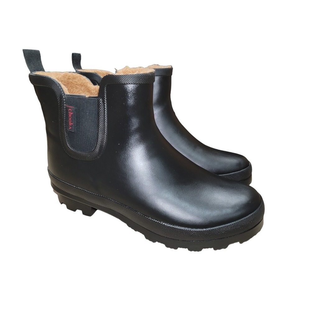 Chooka Boots Women's 8 Delridge Plush Chelsea Chukka Waterproof Faux Fur Black
